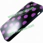 Polka Dots Soft TPU Case Cover Skin for iPhone 5 Black with Purple Spots