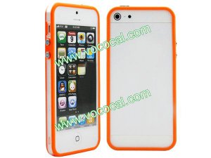 PC + TPU Clear Frame Bumper Case Cover Skin for iPhone 5 Orange