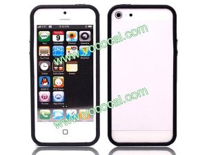 TPU+PC Bumper frame Case Cover With Metal Buttons for iPhone 5 Black