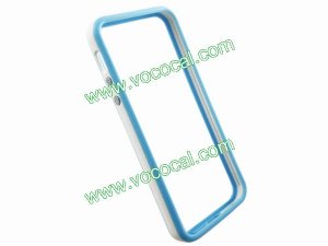 TPU+PC Bumper frame Case Cover With Metal Buttons for iPhone 5 Sky Blue + White