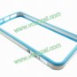 TPU+PC Bumper frame Case Cover With Metal Buttons for iPhone 5 Sky Blue + White