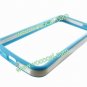 TPU+PC Bumper frame Case Cover With Metal Buttons for iPhone 5 Sky Blue + White