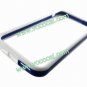 Dual Color Bumper frame Case Cover With Metal Buttons for iPhone 5 White + Blue