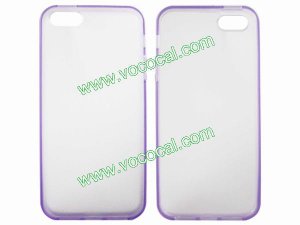Bumper Frame TPU+PC Frosted Protective Case Cover for iPhone 5 Clear Purple