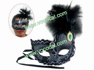 Crack Feather Halloween Carnival Italian Venetian Masquerade Ball Mask Black