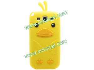 Cute 3D Chicken Silicone Case Cover Skin for Samsung Galaxy S3 i9300 Yellow