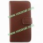 PU Leather Wallet Stand Case Cover for iPhone 5 With Card Holder Brown