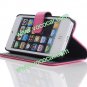 PU Leather Protective Wallet Case Cover for iPhone 5 With Card Holder Rose