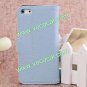 PU Leather Wallet Stand Case Cover for iPhone 5 With Card Holder Light Blue