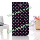 PU Leather Book Stand Case Cover for iPhone 5 With Polka Dot