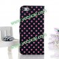 PU Leather Book Stand Case Cover for iPhone 5 With Polka Dot
