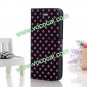 PU Leather Book Stand Case Cover for iPhone 5 With Polka Dot