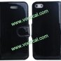PU Leather Wallet Card Holder Case Cover for iPhone 5 With Stand Black