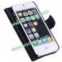 PU Leather Wallet Card Holder Case Cover for iPhone 5 With Stand Black