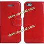 PU Leather Wallet Card Holder Case Cover for iPhone 5 With Stand Red