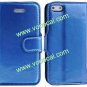 PU Leather Wallet Card Holder Case Cover for iPhone 5 With Stand Blue