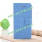 Basketball Grain PU Leather Wallet Card Holder Case Cover for iPhone 5 Azure