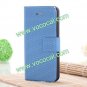 Basketball Grain PU Leather Wallet Card Holder Case Cover for iPhone 5 Azure