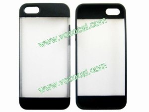 Dual Color TPU + PC Hard Protective Case Cover for iPhone 5 Transparent + Black