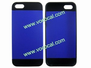 TPU + PC Hard Protective Case Cover Skin for iPhone 5 Dark Blue + Black