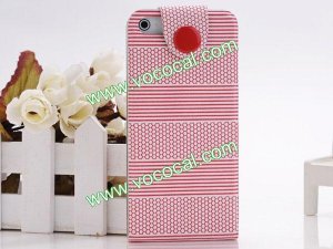Fresh Basketball Grain Flip Stand PU Leather Case Cover Skin for iPhone 5 Red
