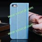 Wire Drawing PU Leather Flip Stand Case Cover Skin for iPhone 5 Azure