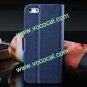 Wire Drawing PU Leather Flip Stand Case Cover Skin for iPhone 5 Dark Blue