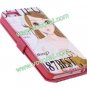 Luxury Beauty Girl PU Leather Wallet Case Cover for iPhone 5 with Card Holder