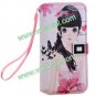 Luxury Beauty Girl PU Leather Wallet Case Cover for iPhone 5 with Card Holder