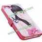 Luxury Beauty Girl PU Leather Wallet Case Cover for iPhone 5 with Card Holder
