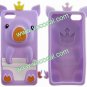 Cute 3D Silicone Protective Pig Case Cover Skin for iPhone 5 Purple