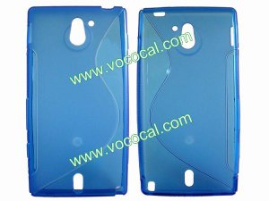 S Line Soft Flexible TPU Case Cover Skin for Sony Xperia Sola MT27i Blue