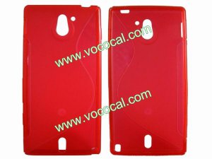 S Line Soft Flexible TPU Case Cover Skin for Sony Xperia Sola MT27i Red