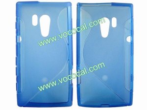 S Line Wave TPU Case Cover Skin for Sony Xperia Acro S LT26w Blue