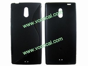 S Line Wave TPU Protective Case Cover Skin for Sony Xperia P LT22i Black