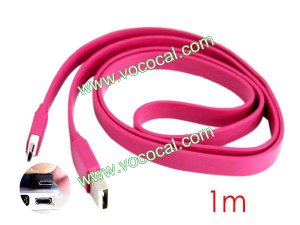 Universal Noodle Flat Micro USB Data Cable Cord for Samsung HTC Nokia Rose