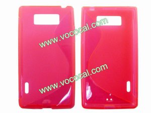 S Line Wave TPU Protective Case Cover Skin for LG P705 P700 Optimus L7 Rose