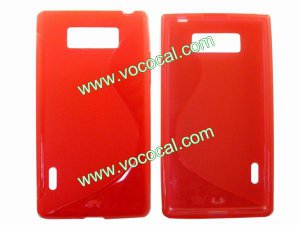 S Line Wave TPU Protective Case Cover Skin for LG P705 P700 Optimus L7 Red