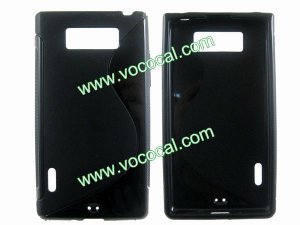 S Line Wave TPU Protective Case Cover Skin for LG P705 P700 Optimus L7 Black