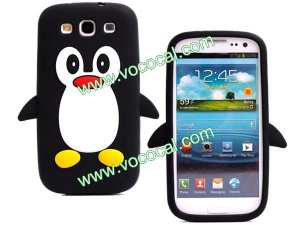 Cute 3D Cartoon Penguin Silicone Case for Samsung Galaxy S3 i9300 Black