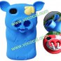 Cute Piggy 3D Pirate Pig Silicone Earphone Holder Case for iPhone 4 4S Blue