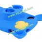 Cute Piggy 3D Pirate Pig Silicone Earphone Holder Case for iPhone 4 4S Blue