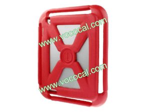 Silicone Hollow Case Cover Skin with Non-slip Handle for iPad 2 3 Red