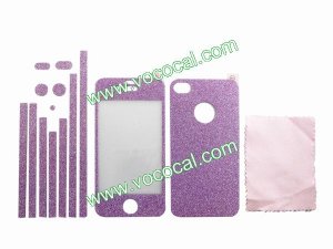 Sparkle Diamond Front+Back+Border Membrane Screen Protector Film for iPhone 4 4S