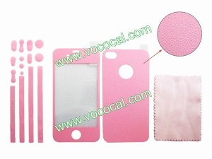 Color Striae Full Body Screen Protector Film for iPhone 4 4S Peach