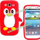 Cute 3D Cartoon Penguin Silicone Case for Samsung Galaxy S3 i9300 Red