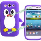 Cute 3D Cartoon Penguin Silicone Case Cover for Samsung Galaxy S3 i9300 Purple