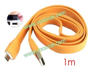 Universal Noodle Flat Micro USB Data Cable Cord for Samsung HTC Nokia Orange