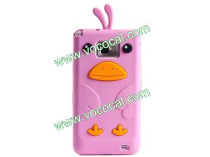 Cute Cartoon Chicken Silicone Case Cover Skin for Samsung I9100 Galaxy S2 Pink