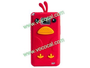 Cute Cartoon Chicken Silicone Case Cover Skin for Samsung I9100 Galaxy S2 Red